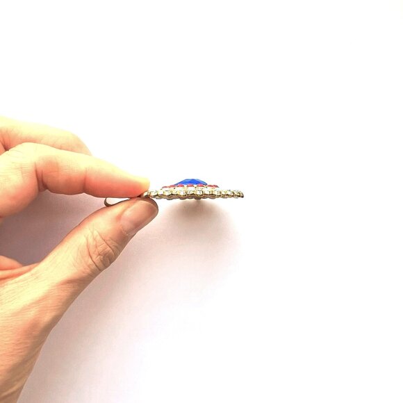 Vintage Peacock Teardrop Pendant, gold plated with beads - Picture 6 of 6